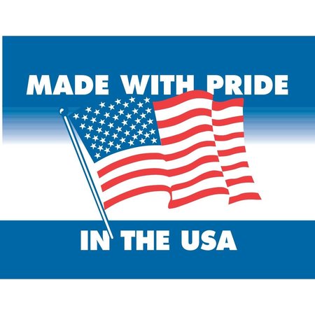 DECKER TAPE PRODUCTS Label, DL1660, FLAG MADE WITH PRIDE IN THE USA, 3" X 4" DL1660